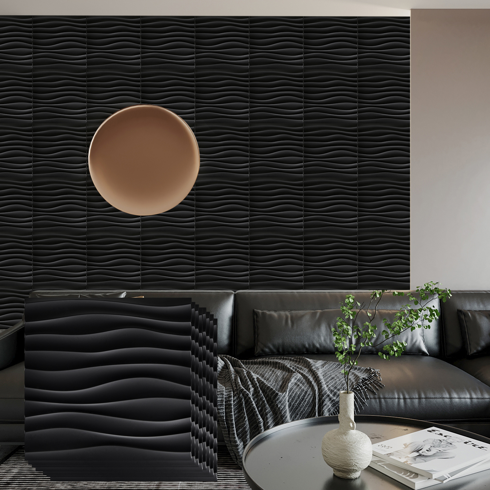 Interior Design With Wallpaper - 3D Wall Panels PVC Wave Design,11.8
