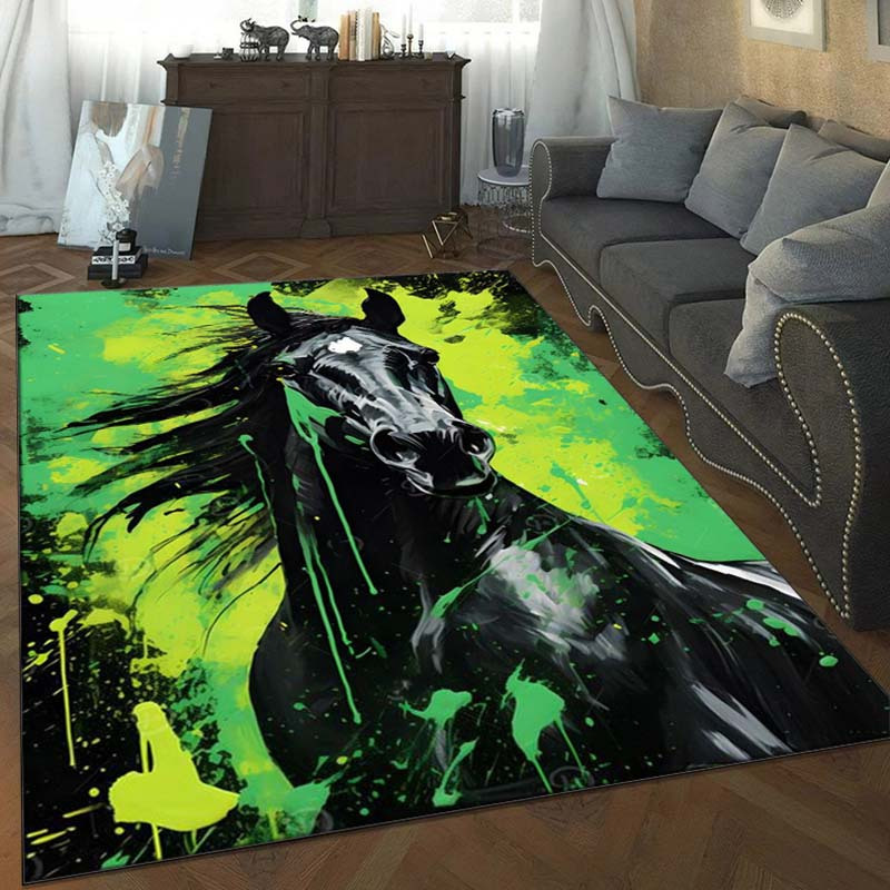 Interior Design Elements - Abstract Horse Rug in Green and