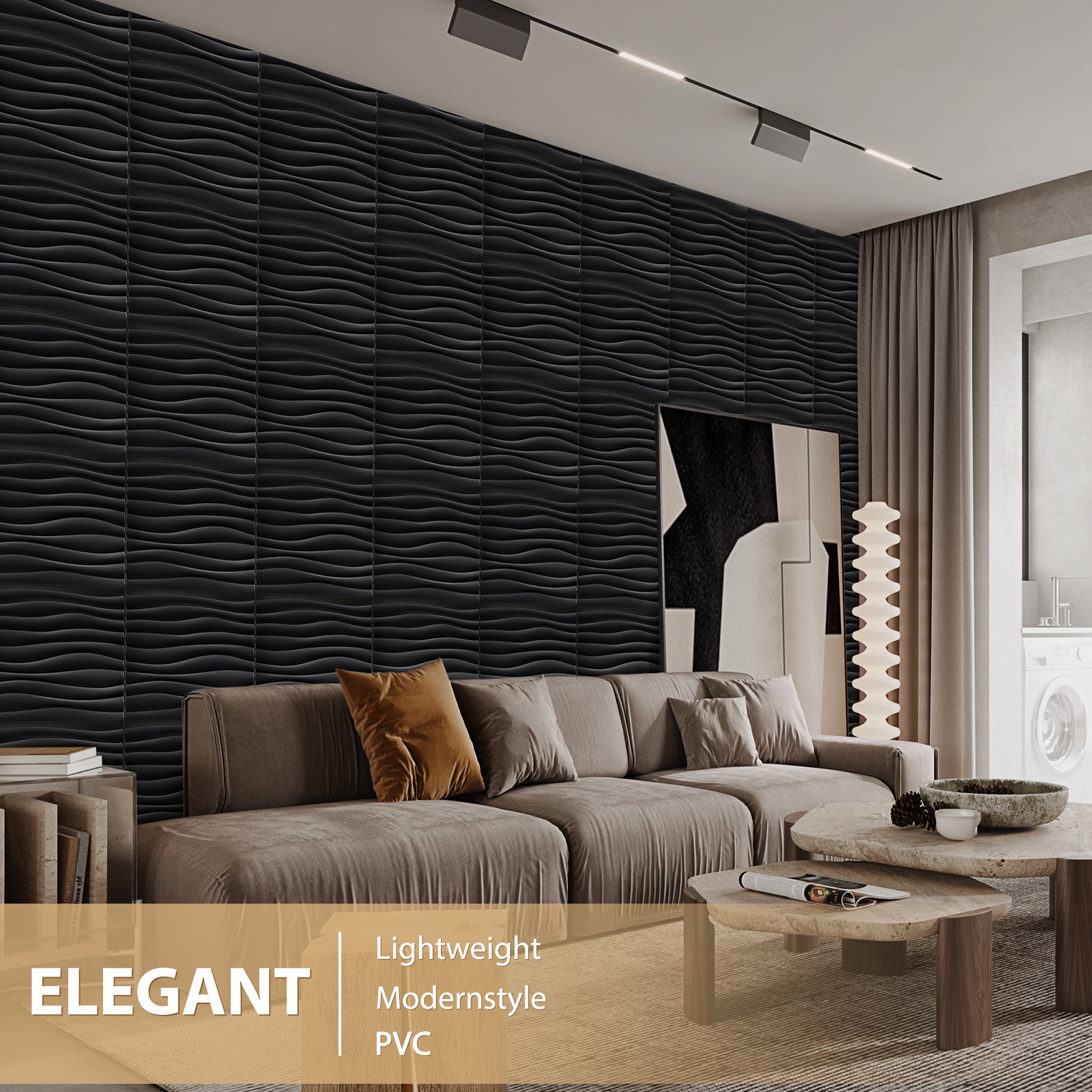 3D Wall Panels PVC Wave Design - đánh giá và giá Interior Design With Wallpaper