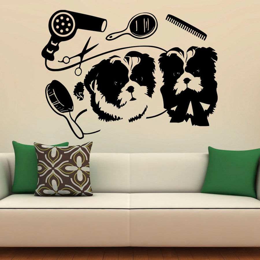 Pet Grooming Wall Decal Cute D - đánh giá và giá Interior Design With Wallpaper