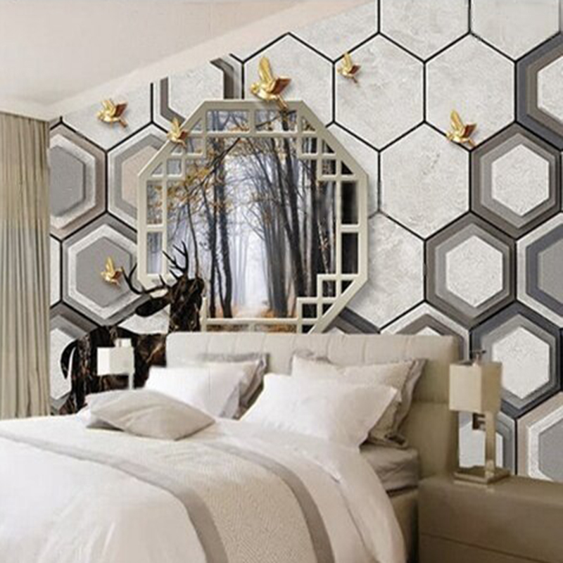Custom 3D Geometric Pattern Wa - đánh giá và giá Interior Design With Wallpaper