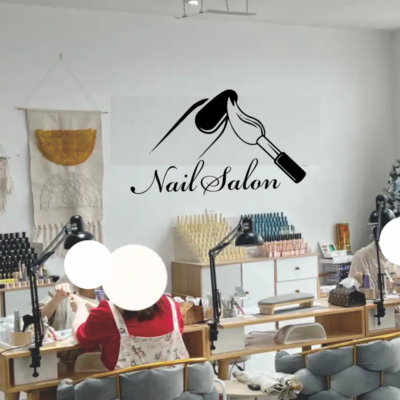 Nail Salon Shop Wall Decal Man - đánh giá và giá Interior Design With Wallpaper