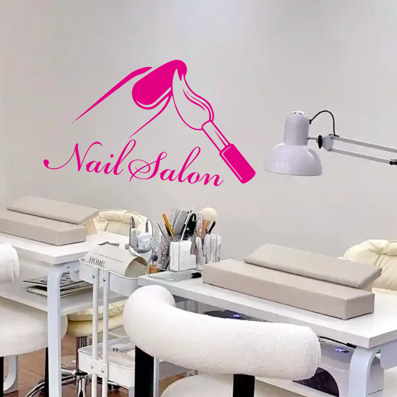 Nail Salon Shop Wall Decal Man - đánh giá và giá Interior Design With Wallpaper