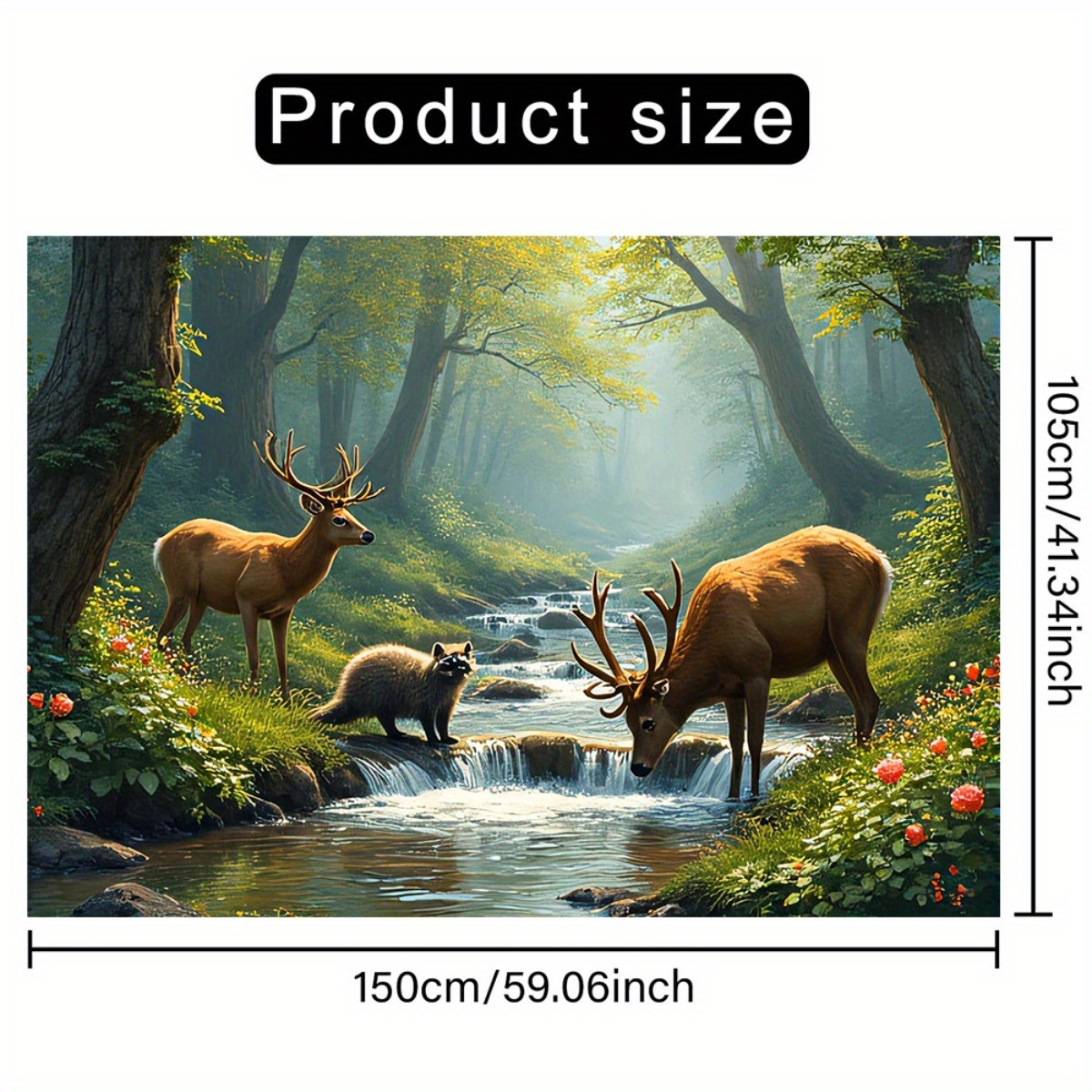 Deer Forest Stream Wall Mural  - đánh giá và giá Interior Design With Wallpaper